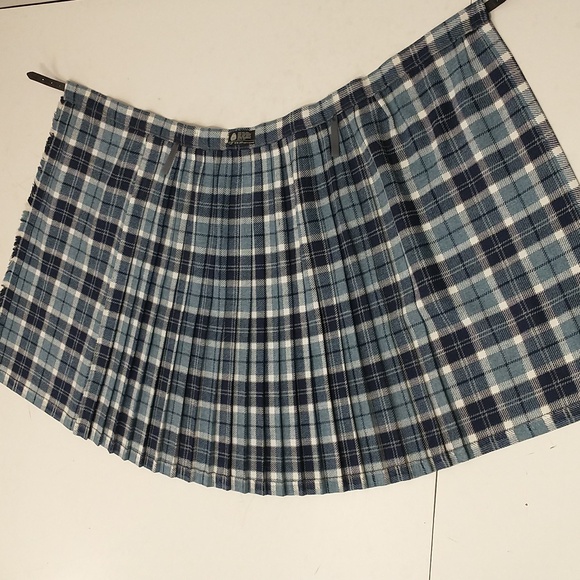 Scottish Wool Kilt Wrap Skirt 100% Wool High Quality Traditional Tartan Blues - Picture 8 of 11